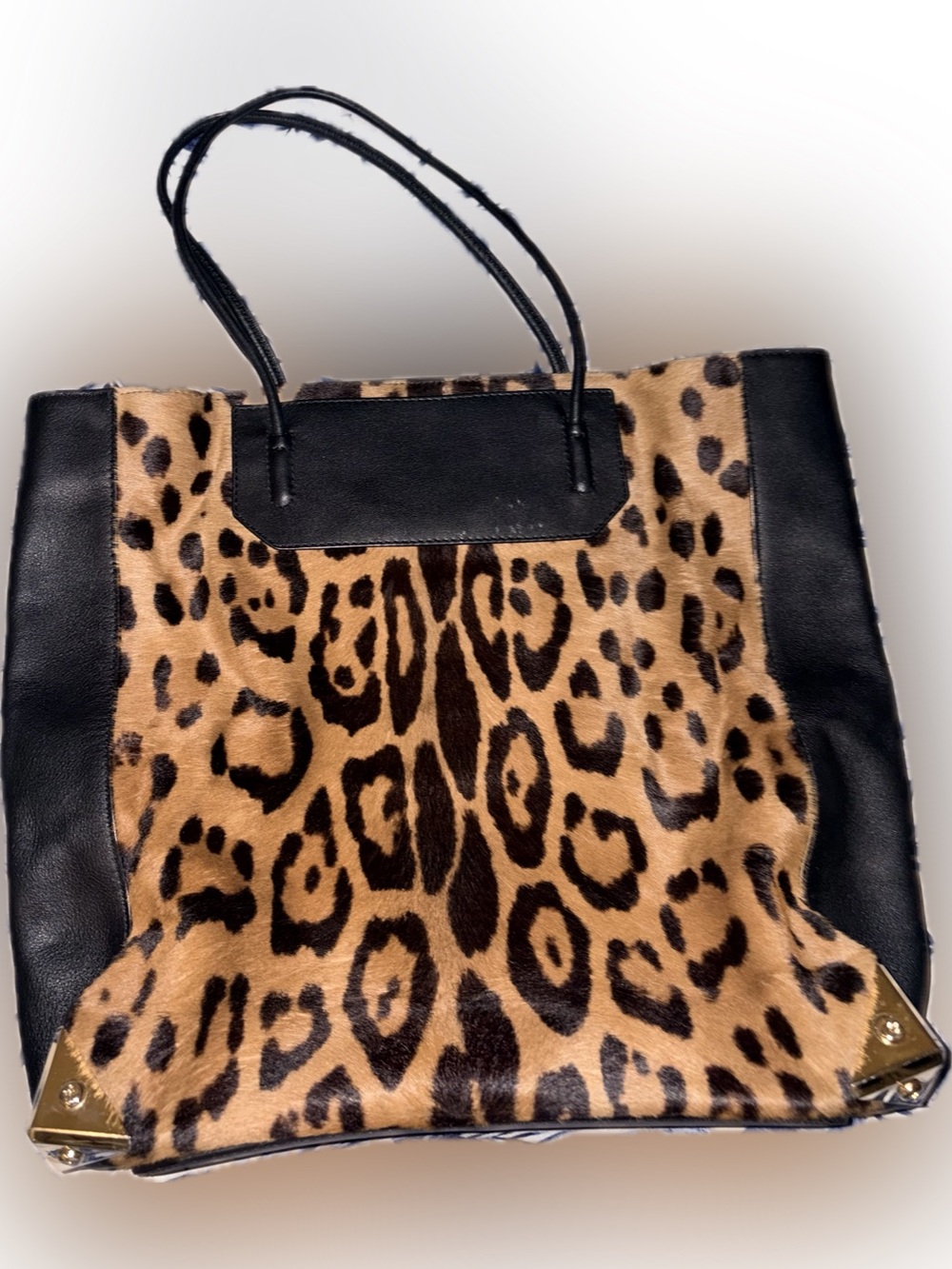 Alexander Wang Prisma Tote featuring a leopard-print pony hair body